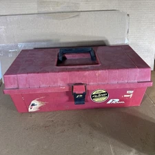 Plano USA 15" Portable Tool Storage Box Car Truck Home Organizer Plastic Red Vtg