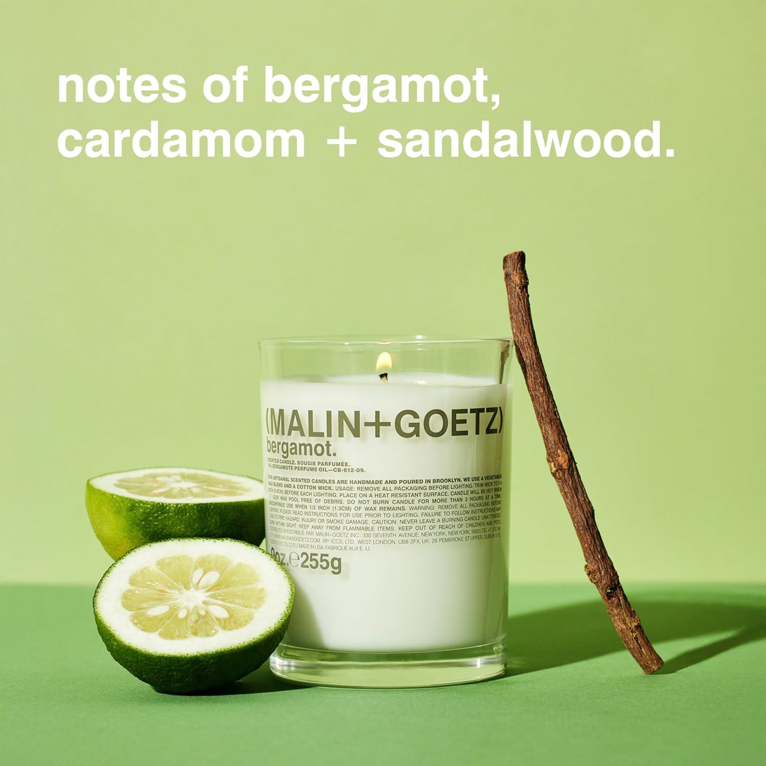 MALIN+GOETZ 9oz Scented Candle | Clean-Burning, Vegan & Cruelty-Free | Bergamot