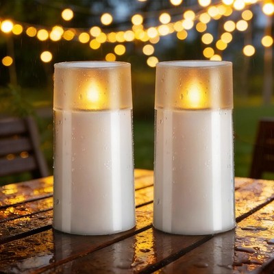 Solar Candles Outdoor Waterproof, Flickering Flameless Candles with Dusk to D...