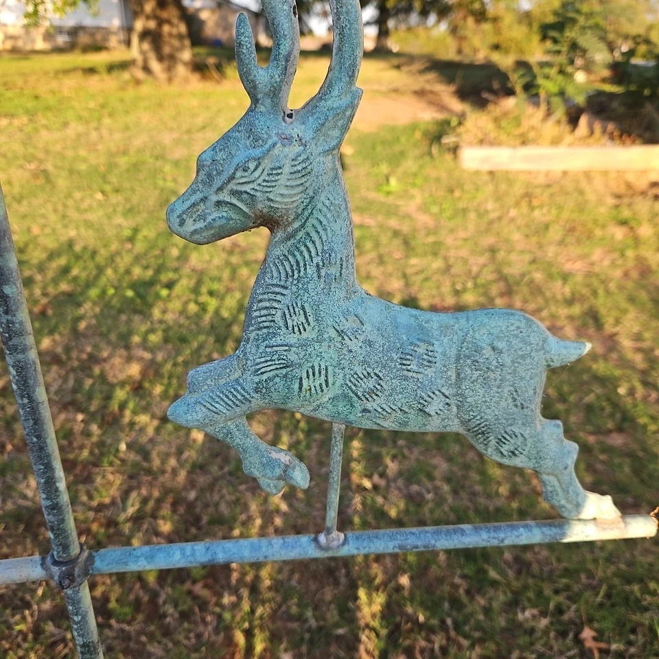 Veleta de cobre antigua ciervo buck pátina grande alta Foto 4 de 4