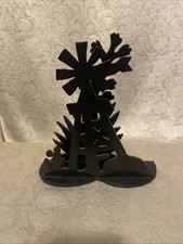 Napkin Holder- Windmill/Desert Cactus Vintage Black Metal- 2lbs 10.1 Oz. Heavy.