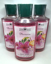 BATH AND BODY WORKS PLUMERIA BODY WASH 10 FL OZ EACH 3 PIECES