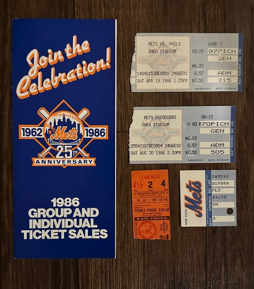 Paquete de folletos del año de la Serie Mundial 1986 de los Mets de Nueva York Foto 2 de 3