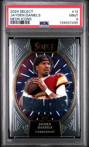 2024 PANINI SELECT NEON ICONS #13 JAYDEN DANIELS ROOKIE RC PSA 9