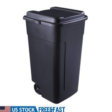 Heavy Duty 50 Gallon Trash Can Weather Resistant Wheeled Garbage Bin Outdoor New