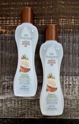 2 x Biosilk Silk Therapy with Organic Coconut Oil Leave-In Hair Treatment NEW