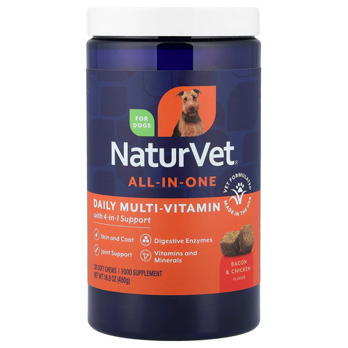 All-In-One Daily Multi-Vitamin With 4-In-1 Support, For Dogs, Bacon & Chicken,