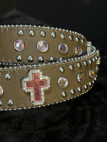 Nocona Girls' Rhinestone Studded Cross Leather Belt - N4425644 - Picture 3 of 8