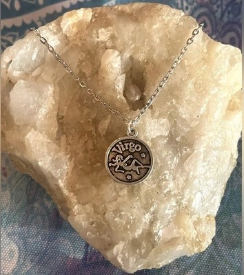Tibetan Silver Virgo Zodiac Star Sign Pendant Astrology Necklace -24'' Chain -New