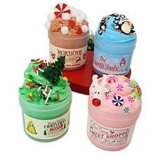 4-Pack Christmas Slime Bundle – Scented Holiday Butter & Cloud Slimes Kids Gift