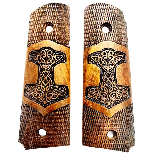 warreplica WWII US M1911 / 1911 .45 Wooden Grips (Thor's Hammer Mjolnir) - Re...