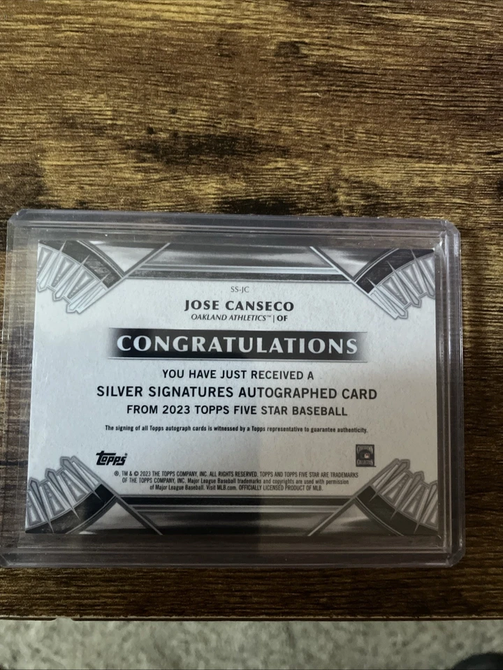 2023 Topps Five Star Silver Signatures Jose Canseco 13/30 - Image 2 of 2