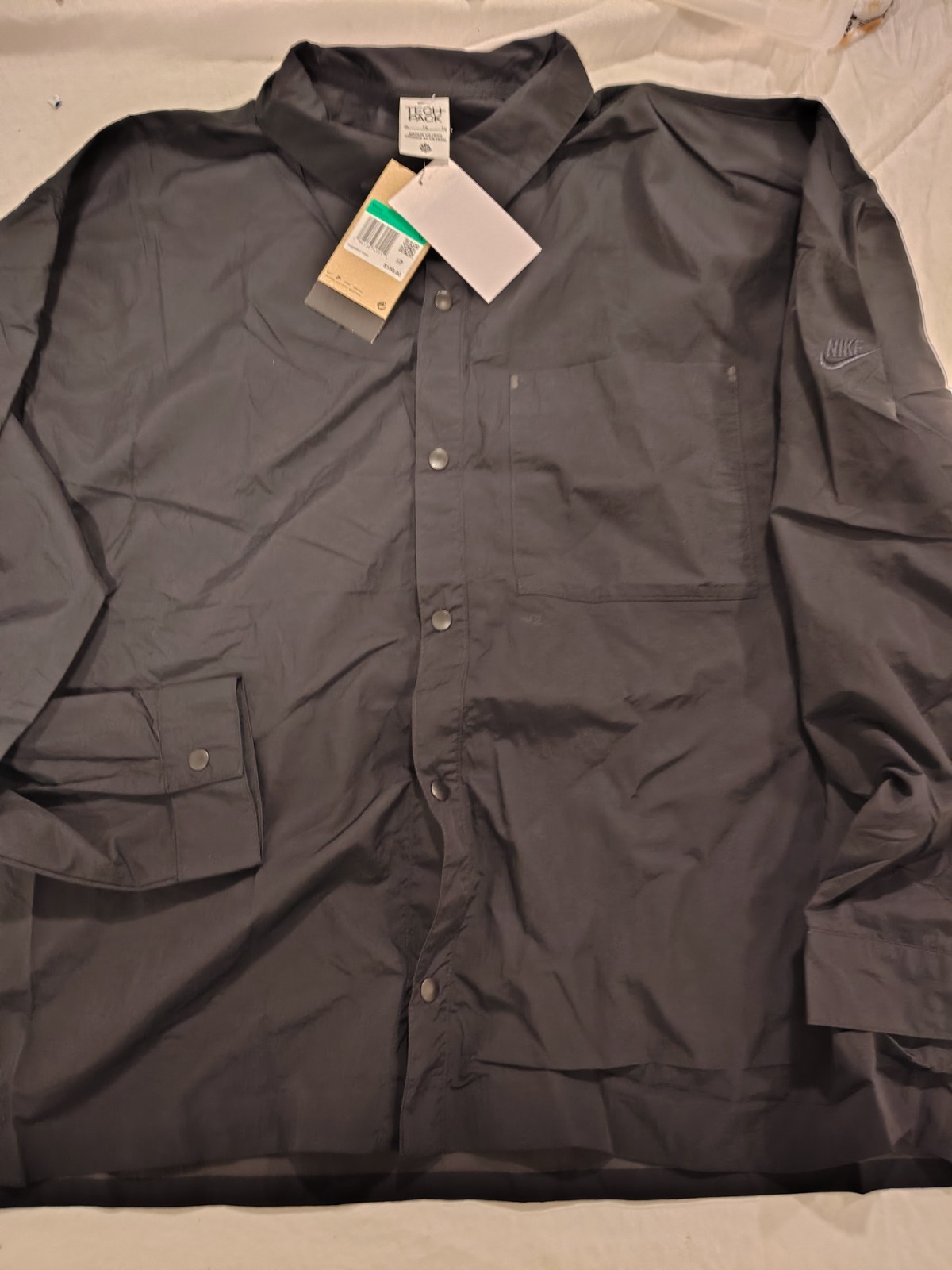 Nike Tech Pack Shirt Mens XL Black Snap Button Long Sleeve Lightweight NWT