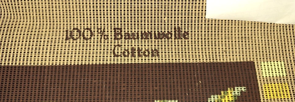 VTG 1970s GERMAN NEEDLEPOINT YELLOW ROSES ON BROWN 14" PETIT POINT 1:10 CANVAS - Image 2 of 4