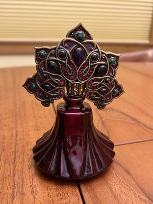 Jay Strongwater Vintage Arabesque Perfume Bottle, Red Glass Bottle, Rhinestones