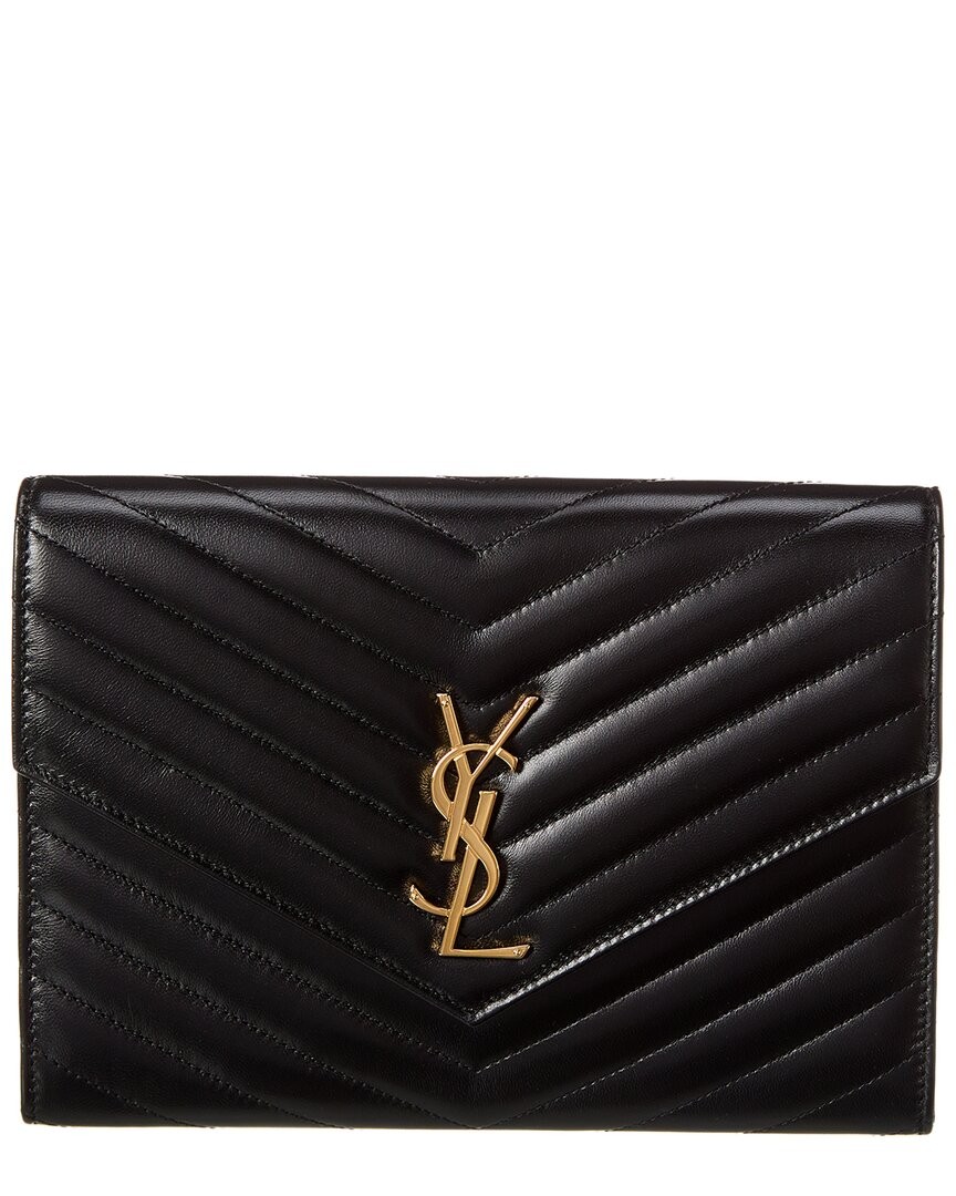 Saint Laurent Cassandre Leather Pouch Womens Black 162990₽