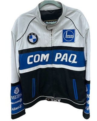 Vintage 90 s BMW Leather Motorcycle Racing Team Jacket Size XL Embroidered
