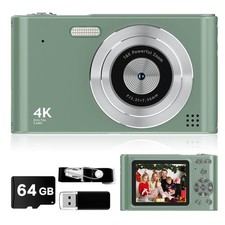 Digital Camera 1080P Vlog Camera, 44MP Compact, 16X Zoom, AntiShake, Green G...