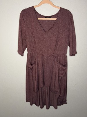 Bloomchic 12 L  Flutter High Low Hem Pocket Detail T-Shirt Tunic Top Dusty Pink