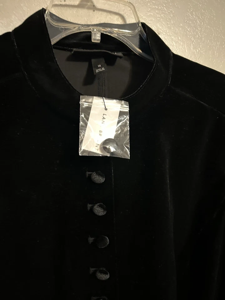 Lane Bryant Black Velvet Jacket Sz 18 Mock Neck Tunic NWT - Image 2 of 4