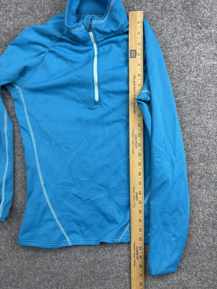 Cabela's Pullover Mujer Pequeño Azul Cuarto Cremallera Vellón Pulgares Senderismo Foto 4 de 4