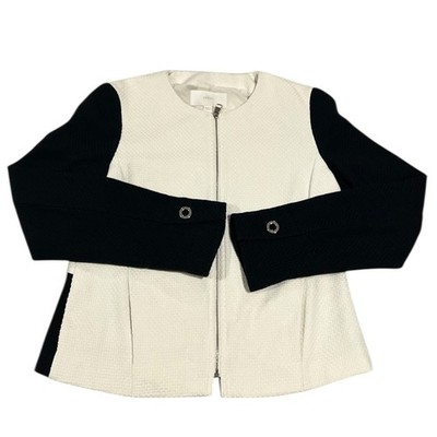 BOSS Hugo Boss Koralie13 Black White Colorblock Tweed Zip Jacket Womens 4
