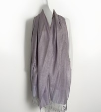 100 PASHMINA Soft Lavender Scarf 72  x 27  Paisley Sateen Design EUC Gorgeous