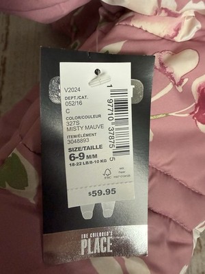 The Children's Place Baby Hooded Snowsuit Misty Mauve Floral 6-9