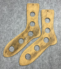 Lot Of 2 Vintage 15" Long Wood Stocking Wool Sock Dryer Stretchers Forms
