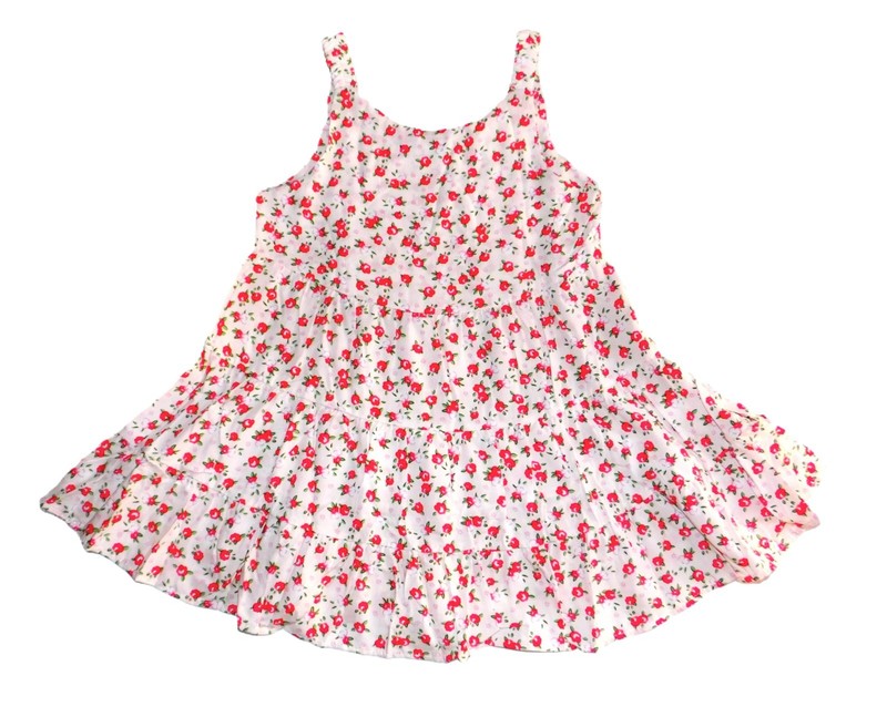 NWT SHEIN GIRLS  size 4  LIGHT PINK & STRAWBERRY RED FLORA  SUNDRESS