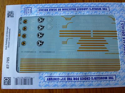 Microscale Decal HO  #87-785 Belt Railway of Chicago Locos, (1950+) Diesel