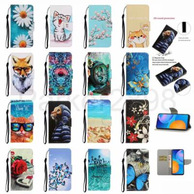 For Huawei P Smart 2021 2000 P30 P40 Pro Lite Pattern Leather Wallet Case Cover