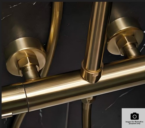 Highlife Bathrooms Round Shower Fixing Brackets Brushed Brass - Picture 6 of 8