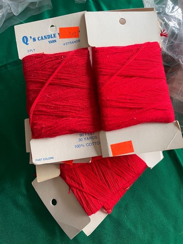 1 doz cardscandlewicking thread cotton NOS Vint  (50 yds ea)3ply4 stra - Picture 1 of 3