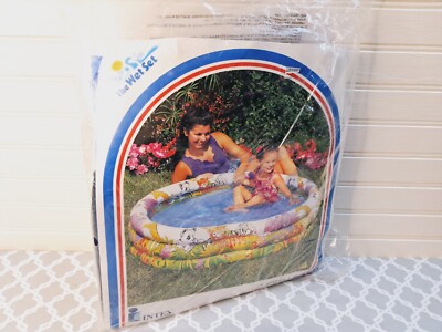 Vtg Intex Wet Set 59419 3 Ring Inflatable Pool Animals Kiddie Kids NOS 1998 90s