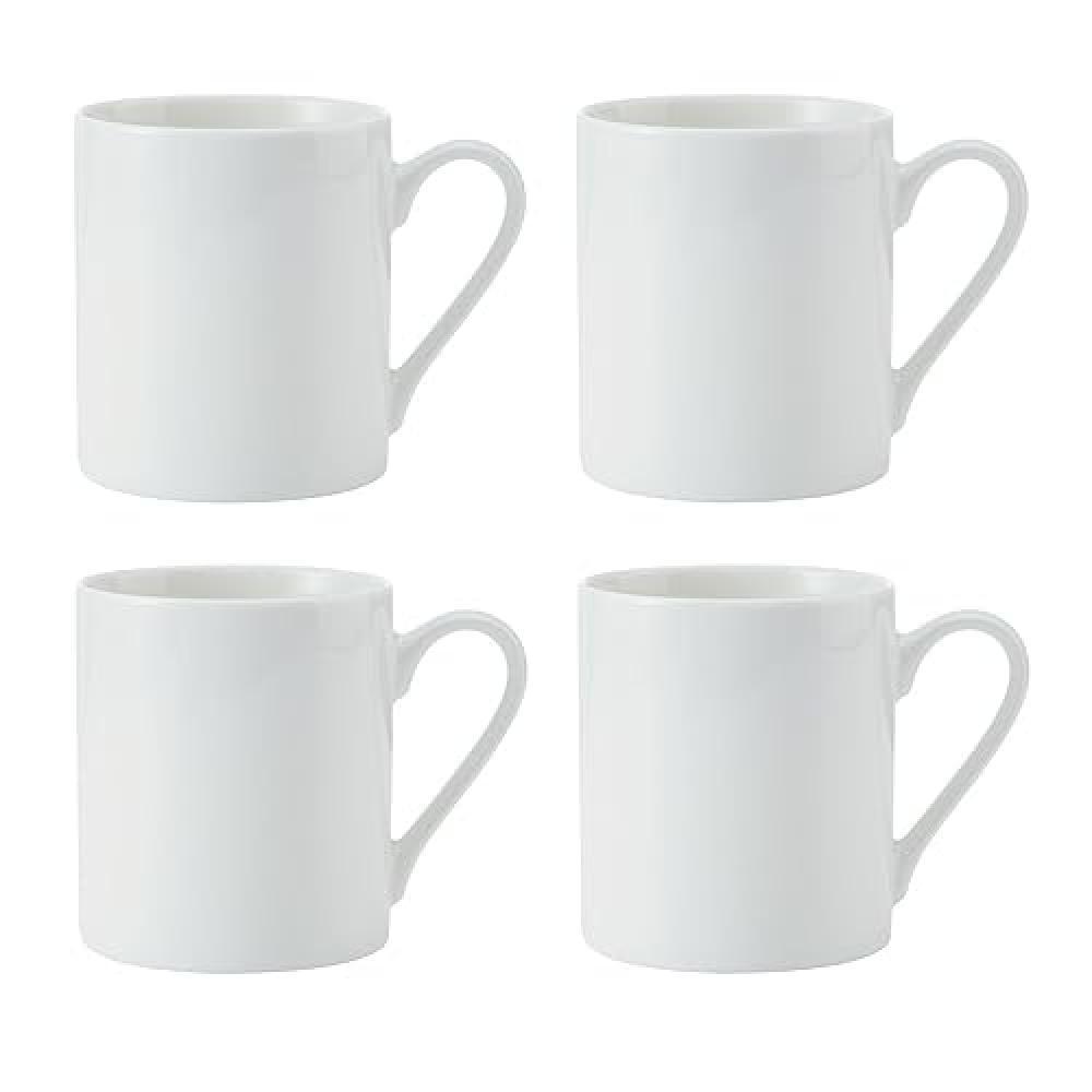 Mikasa Egret Set di tazze 4pz in porcellana, 4 tazze bianche classiche per tè e