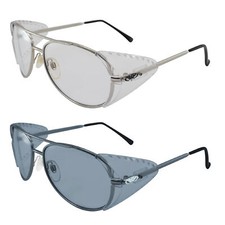 2 Global Vision Aviator Z87 Safety Glasses Side Shields Clear Lens Smoke Lens