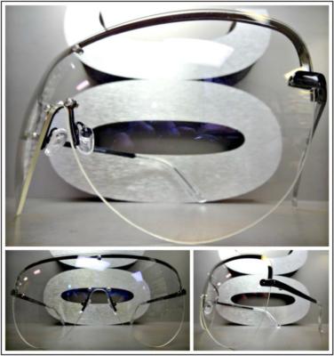 OVERSIZED Modern RETRO SHIELD Style Clear Lens EYE GLASSES XL Huge Black Frame