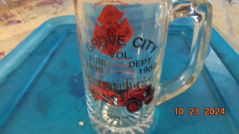 Grove Cit, PA Fire Department Clear Glass Beer Mug  August 12 & 13 1983 Conv