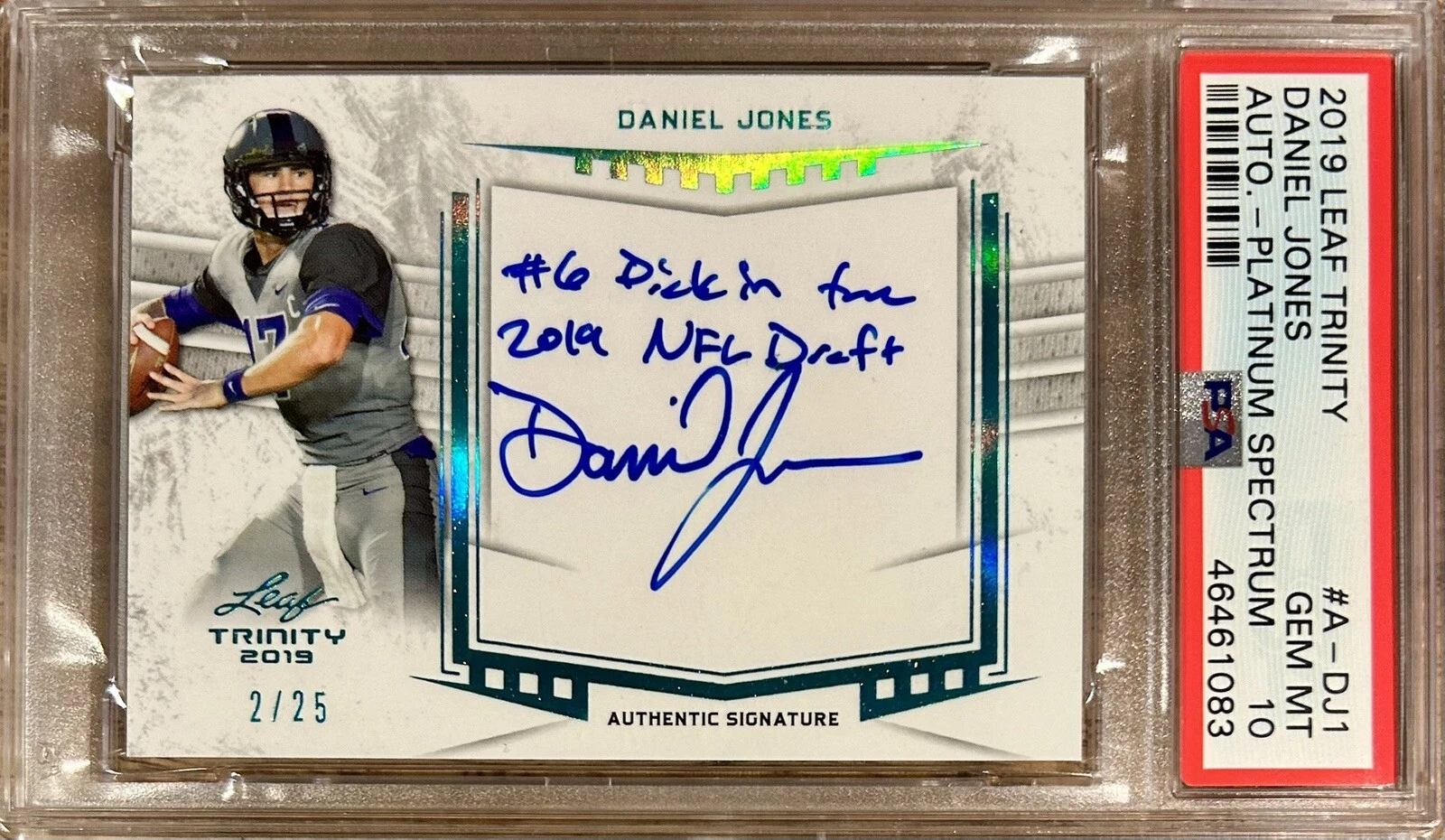 Daniel Jones Leaf Trinity Autographs #ADJ1 Platinum Spectrum