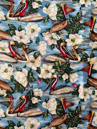 Brown Pelican Louisiana State Bird Suzan Ellis Fabric Half Yard