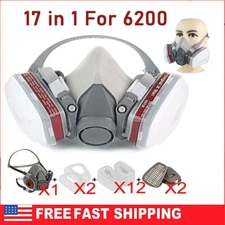 17 in1 Half Face Gas Mask Facepiece Spray Painting Respirator Safety Suit F 6200