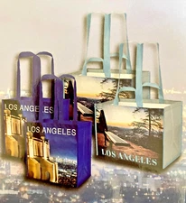 4-PACK Keep Cool Reusable Shopping Bags LOS ANGELES, 2 X-Large & 2 Large Bags