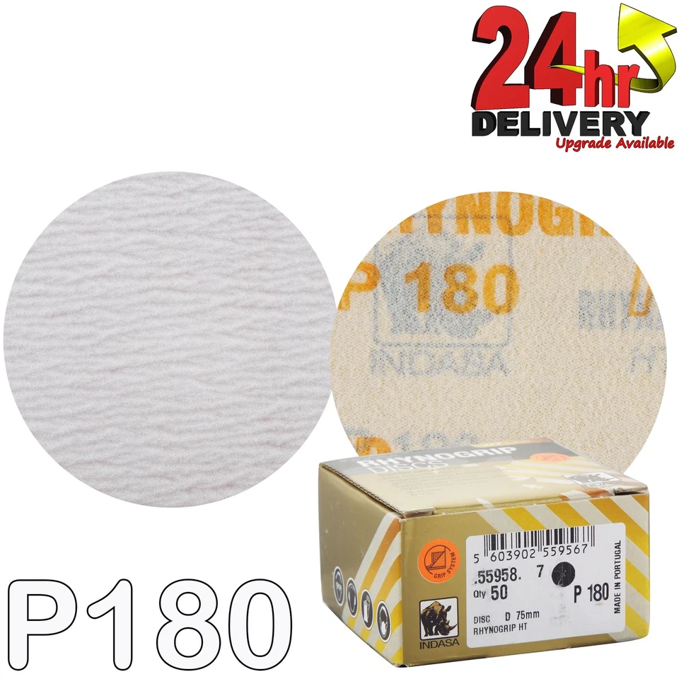Indasa Rhynogrip HT Line 75mm 3" Sanding Discs P180 Box of 50 Grip System