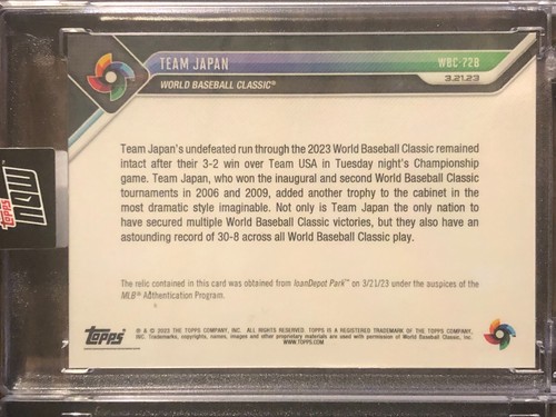 2023 Topps Now #WBC-72B Team Japan Shohei Ohtani Angels BASE RELIC 11/49 - 第 2/2 張圖片