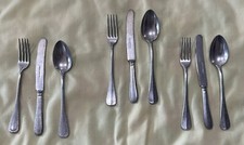 Solingen Silverware Flatware Set Of 9 Pieces Aluminum Play Toy Children Germany