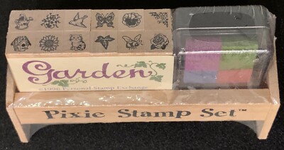 PSX Garden Cat Bee Bird Flower Tiny Pixie Rubber Stamp Set