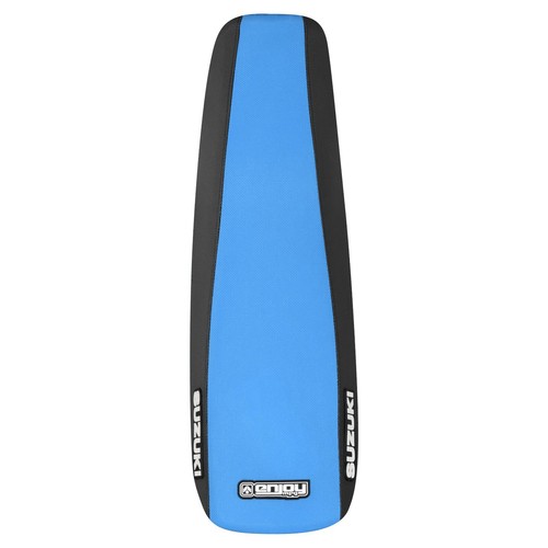 2001-2024 Suzuki DR 650 gripper seat cover BLACK/LIGHT BLUE standard #244 LOGO - Picture 3 of 5