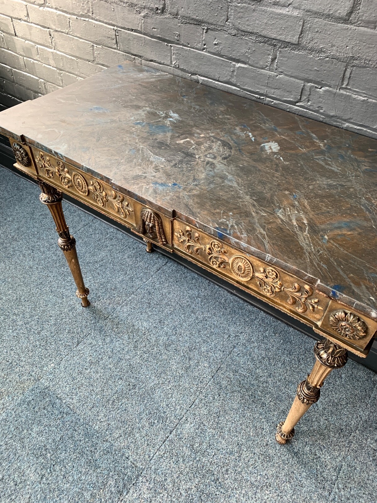 Antique Gilt Wood Console Table eBay