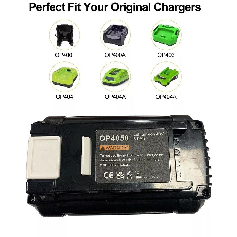 40V 5.0Ah Li-Ion Battery For Ryobi Tools - Compatible With OP4050, OP4060, RY40200 Series